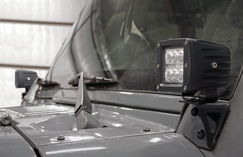 2007-2018 Jeep Wrangler JK Windshield Pod Light Kit - vehicle-specific brackets