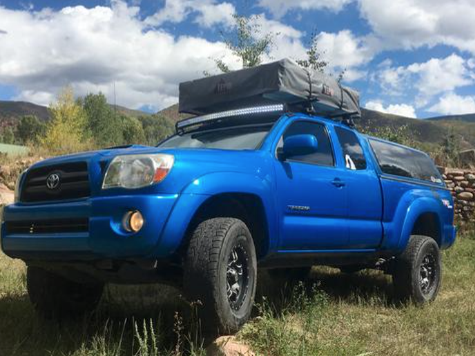 Blue 2005-2023 Toyota Tacoma with Roof Brackets