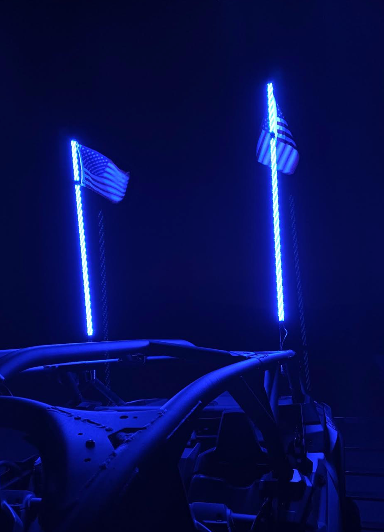 High-Intensity LED Whips in Blue